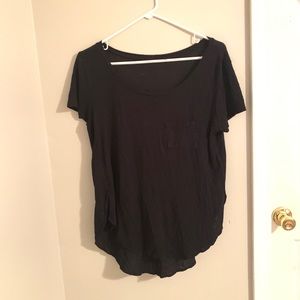 black tee with front pocket